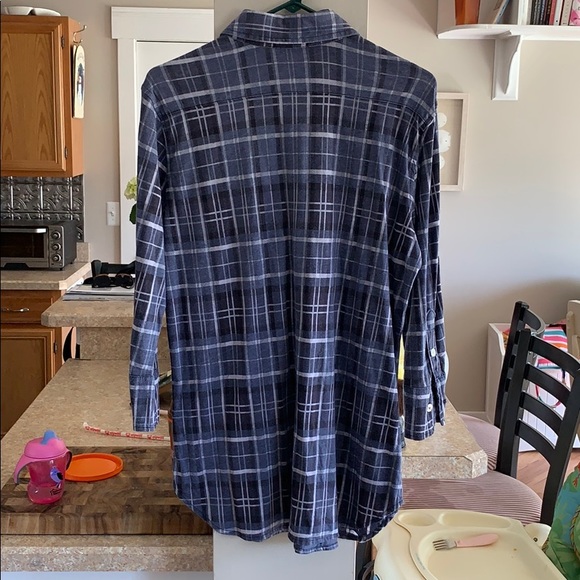 allen allen Button Down Navy Lightweight Flannel L - Picture 2 of 4